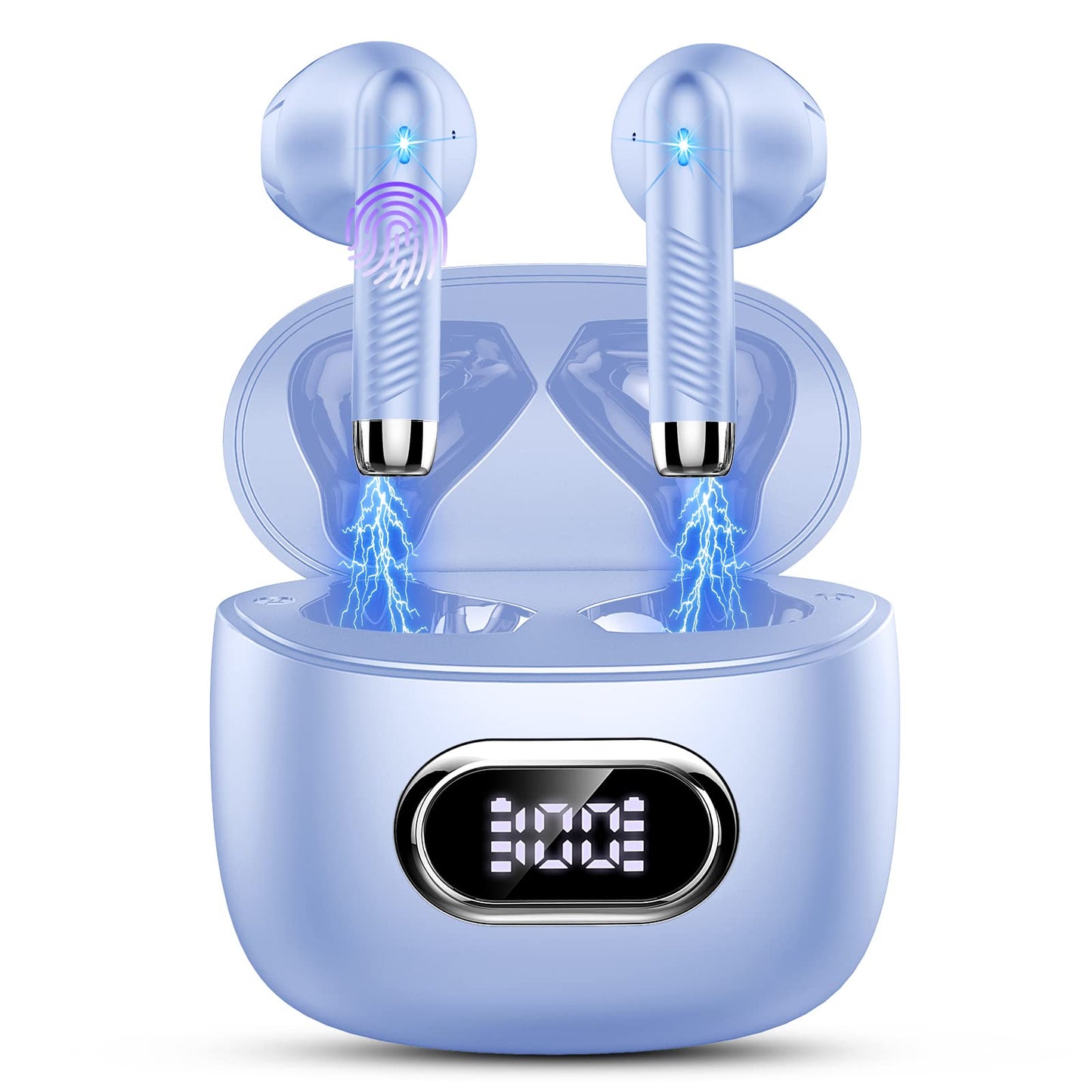 Ecouteurs Bluetooth sans Fil, Écouteurs Bluetooth 5.3 avec HiFi Stéréo Basses Casque, 50H Récréation, 4 ENC Réduction de Bruit Mic, Oreillette Bluetooth Sport IP7 Étanche, Écran LED, pour iOS Android