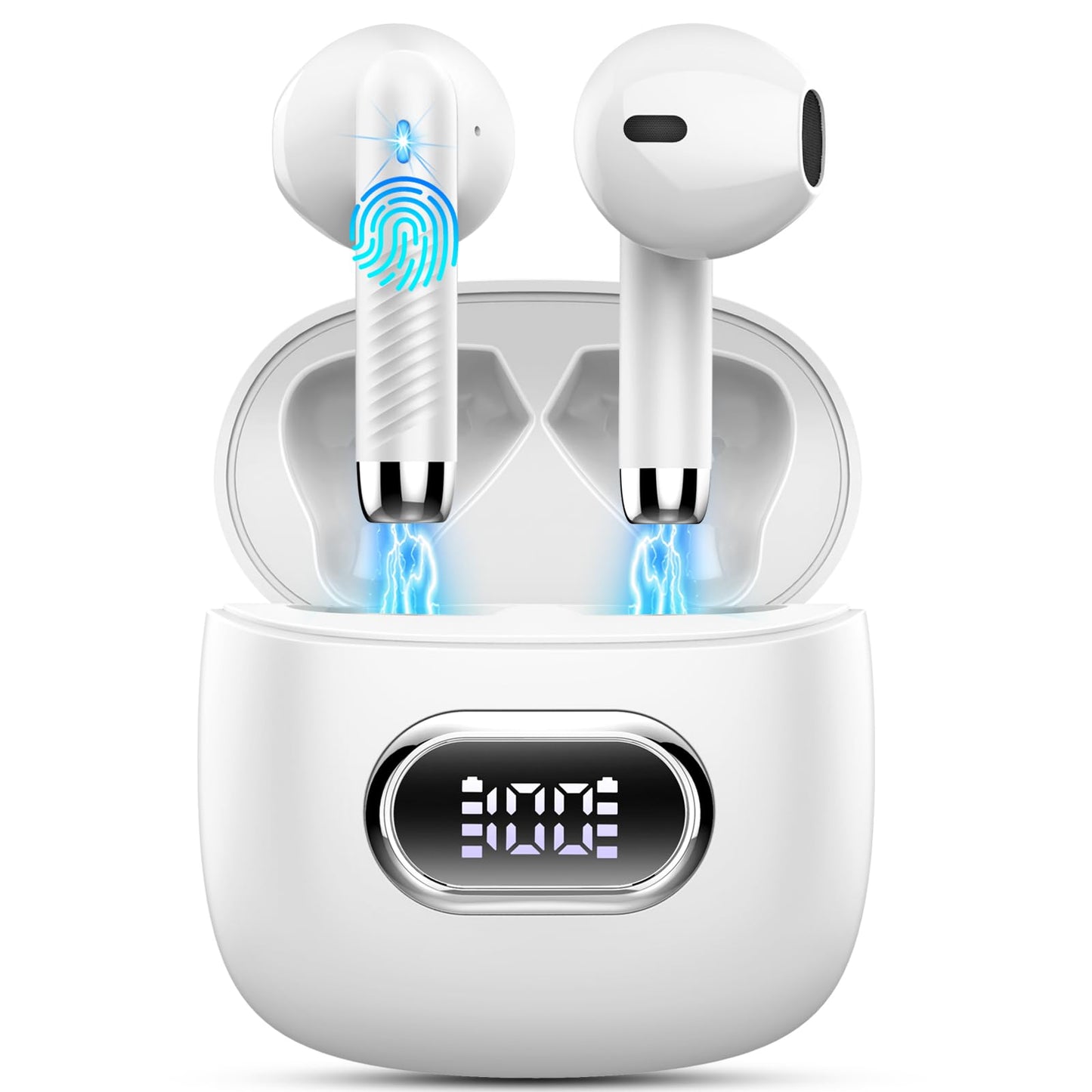 Ecouteurs Bluetooth sans Fil, Écouteurs Bluetooth 5.3 avec HiFi Stéréo Basses Casque, 50H Récréation, 4 ENC Réduction de Bruit Mic, Oreillette Bluetooth Sport IP7 Étanche, Écran LED, pour iOS Android