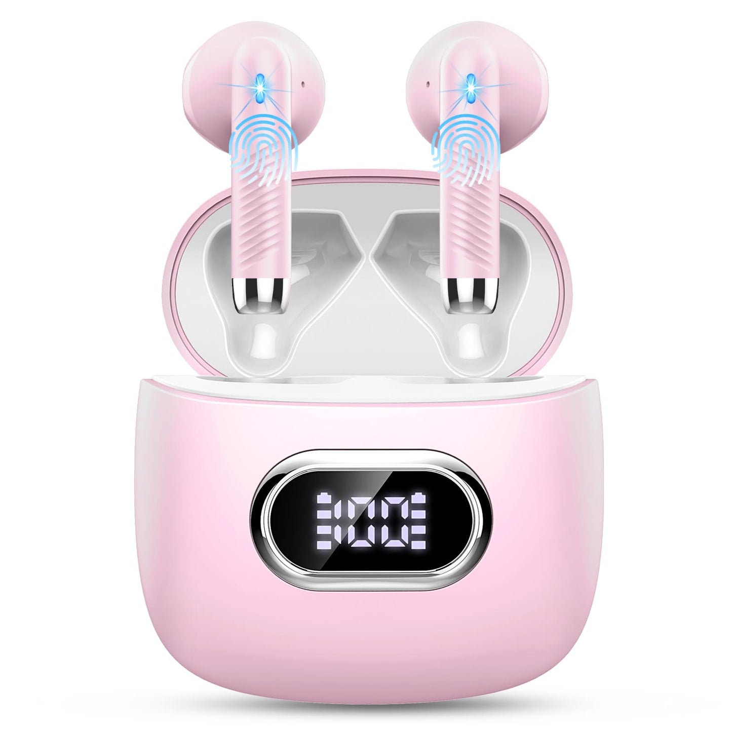 Ecouteurs Bluetooth sans Fil, Écouteurs Bluetooth 5.3 avec HiFi Stéréo Basses Casque, 50H Récréation, 4 ENC Réduction de Bruit Mic, Oreillette Bluetooth Sport IP7 Étanche, Écran LED, pour iOS Android