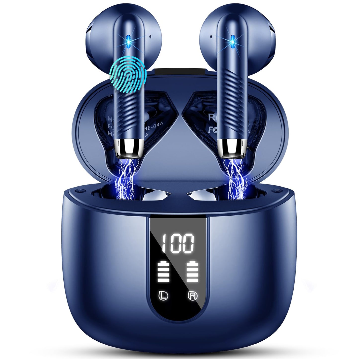 Ecouteurs Bluetooth sans Fil, Écouteurs Bluetooth 5.3 avec HiFi Stéréo Basses Casque, 50H Récréation, 4 ENC Réduction de Bruit Mic, Oreillette Bluetooth Sport IP7 Étanche, Écran LED, pour iOS Android
