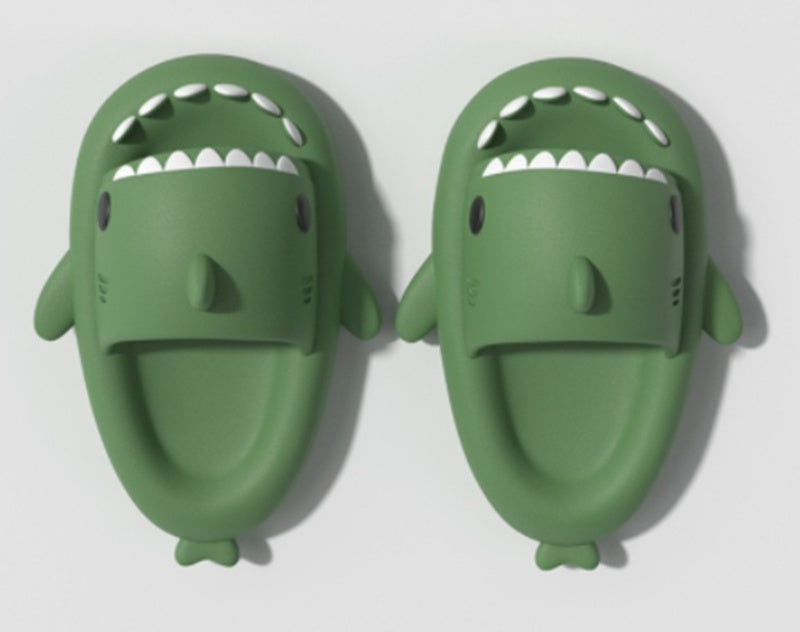 Adult's Slippers Indoor Outdoor Funny Shark Cartoon - Les Petits Explorateur 
