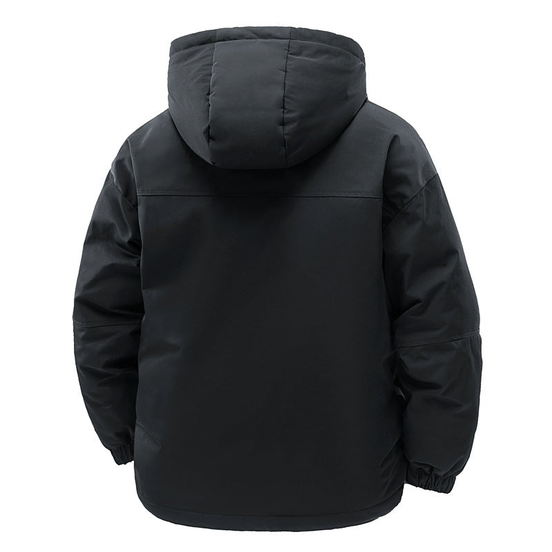 Manteau Matelassé Minimaliste Uni à Cordon de Serrage
