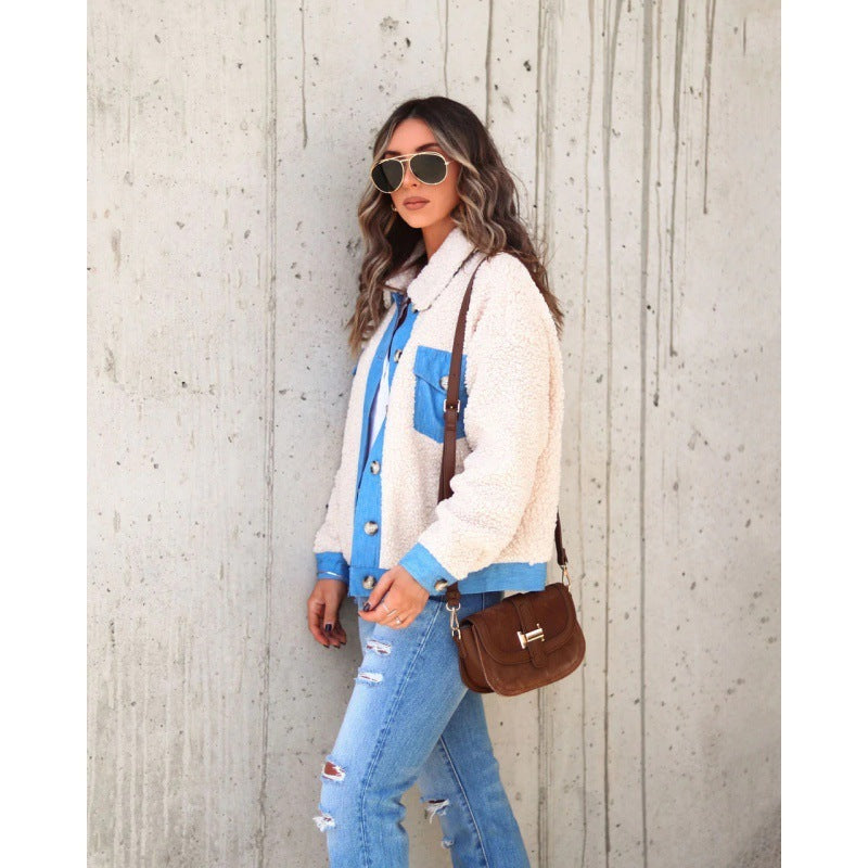 European And American Simple New Style Wool Jeans Short Coat Women - Les Petits Explorateur 