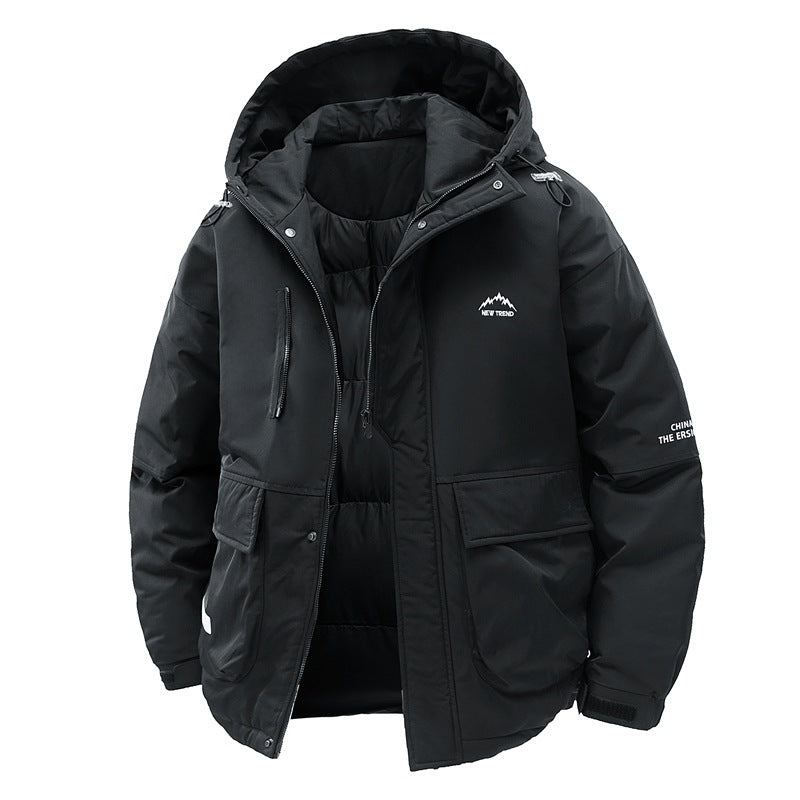 Manteau Matelassé Minimaliste Uni à Cordon de Serrage