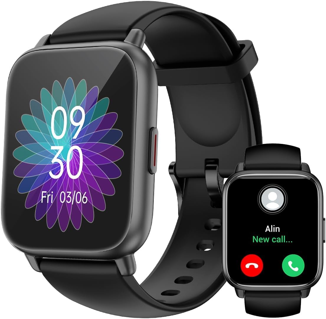 RUIMEN Montre Connectée Homme Femme Plusieurs Modes Sportifs avec Appel Bluetooth Notifications Intelligentes Moniteur de Fréquence Cardiaque Oxymètre Cadran de Montre Personnalisé Etanche IP68