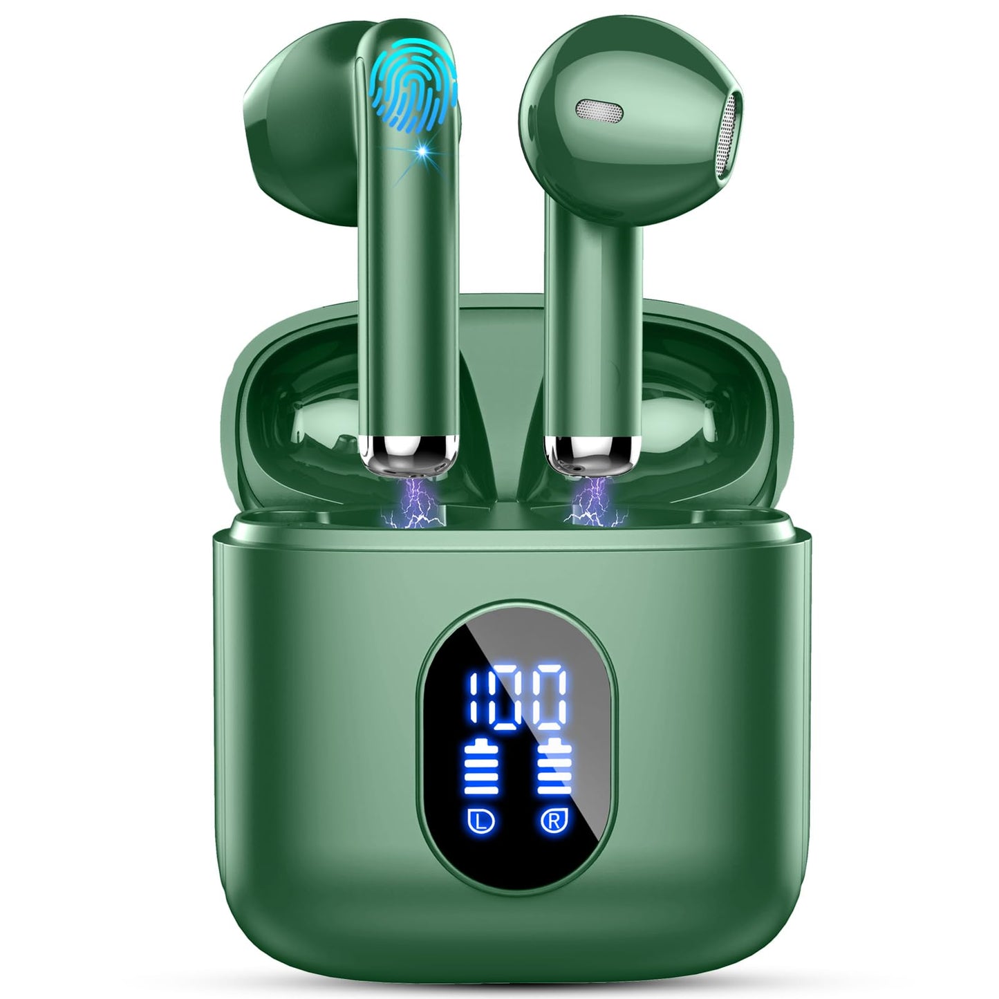 Ecouteurs Bluetooth sans Fil, Écouteurs Bluetooth 5.3 avec HiFi Stéréo Basses Casque, 50H Récréation, 4 ENC Réduction de Bruit Mic, Oreillette Bluetooth Sport IP7 Étanche, Écran LED, pour iOS Android