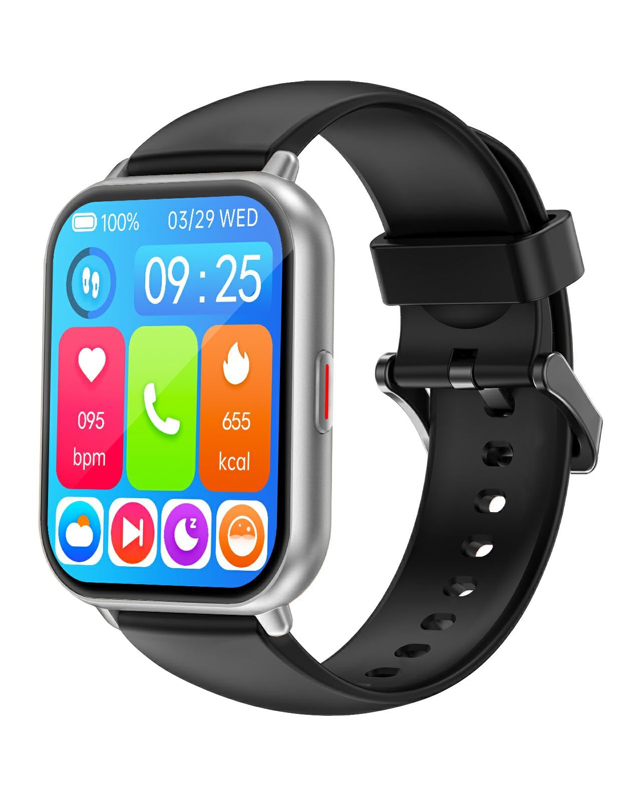 RUIMEN Montre Connectée Homme Femme Plusieurs Modes Sportifs avec Appel Bluetooth Notifications Intelligentes Moniteur de Fréquence Cardiaque Oxymètre Cadran de Montre Personnalisé Etanche IP68