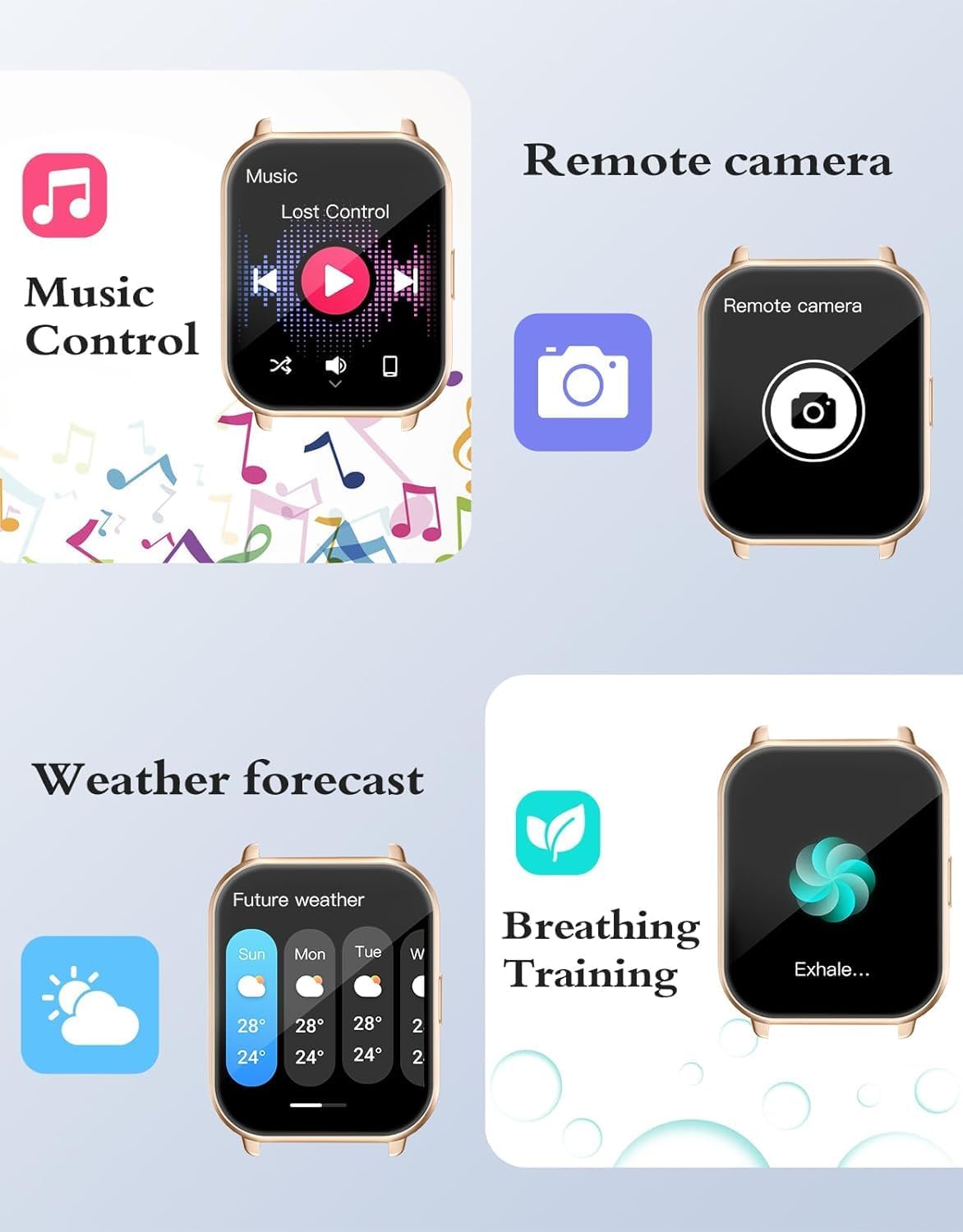 RUIMEN Montre Connectée Homme Femme Plusieurs Modes Sportifs avec Appel Bluetooth Notifications Intelligentes Moniteur de Fréquence Cardiaque Oxymètre Cadran de Montre Personnalisé Etanche IP68