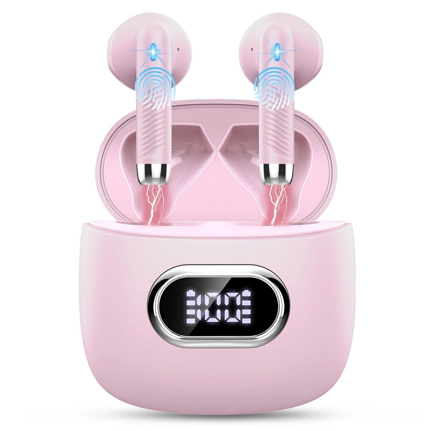 Ecouteurs Bluetooth sans Fil, Écouteurs Bluetooth 5.3 avec HiFi Stéréo Basses Casque, 50H Récréation, 4 ENC Réduction de Bruit Mic, Oreillette Bluetooth Sport IP7 Étanche, Écran LED, pour iOS Android