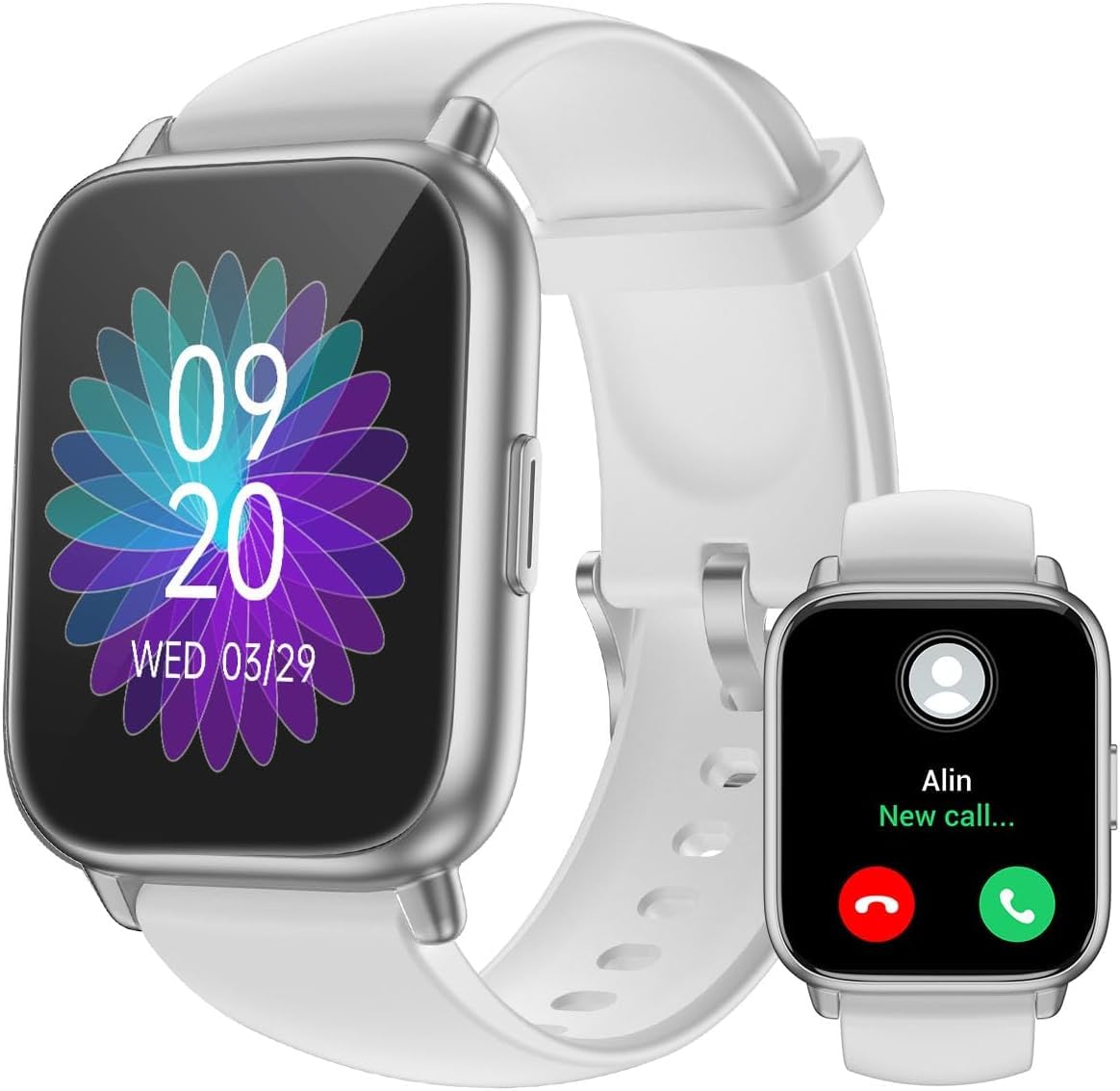 RUIMEN Montre Connectée Homme Femme Plusieurs Modes Sportifs avec Appel Bluetooth Notifications Intelligentes Moniteur de Fréquence Cardiaque Oxymètre Cadran de Montre Personnalisé Etanche IP68