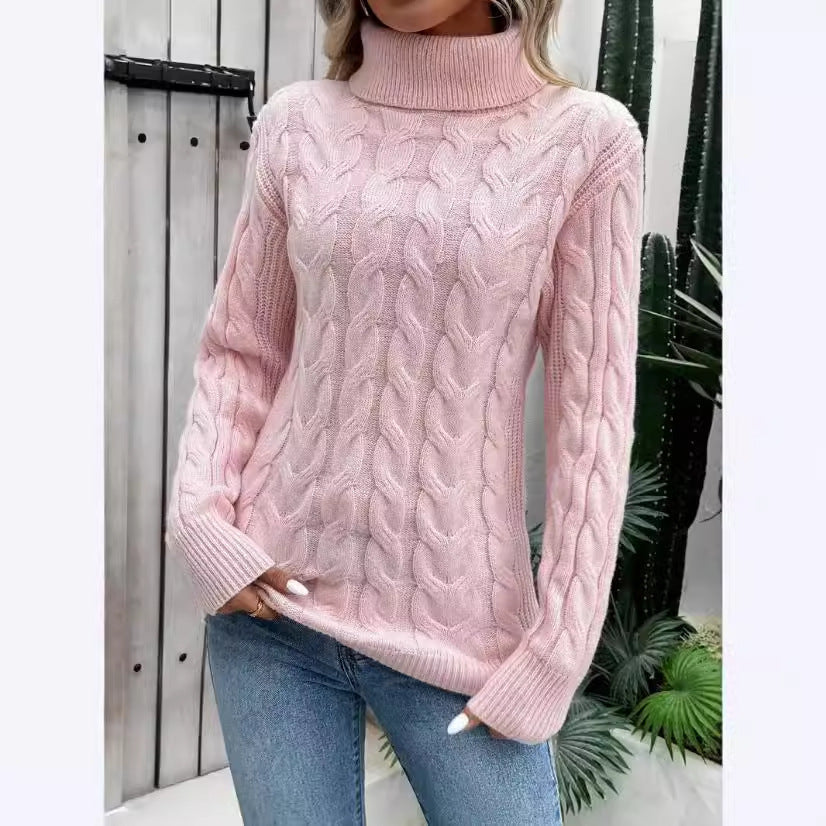 Women's Cable-knit Turtleneck Sweater - Les Petits Explorateur 