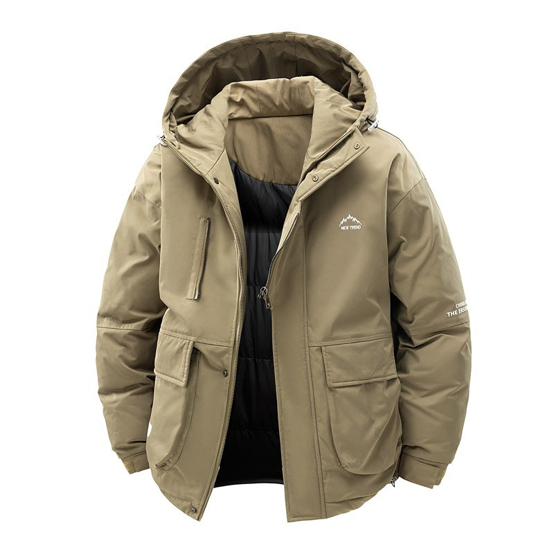Manteau Matelassé Minimaliste Uni à Cordon de Serrage