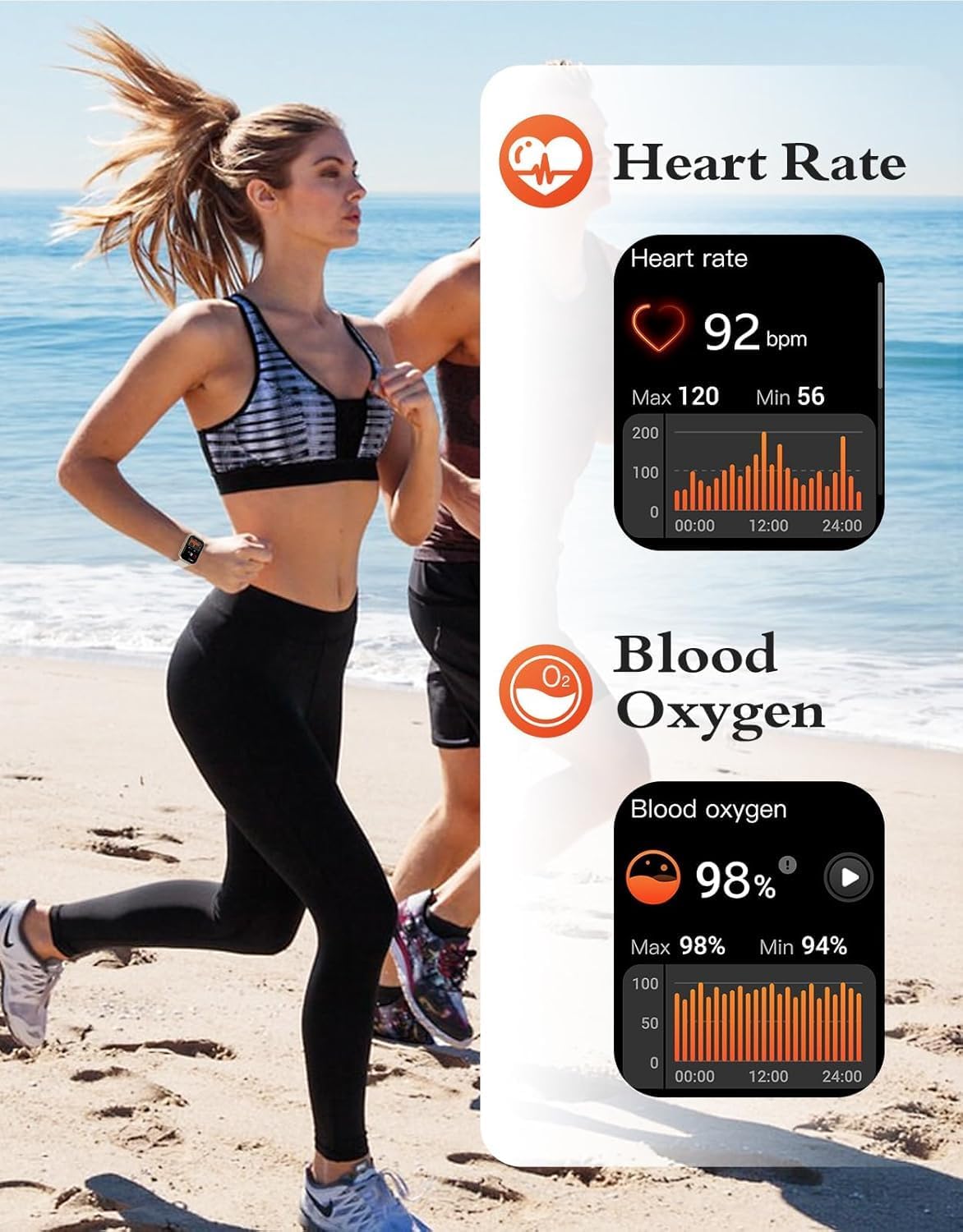 RUIMEN Montre Connectée Homme Femme Plusieurs Modes Sportifs avec Appel Bluetooth Notifications Intelligentes Moniteur de Fréquence Cardiaque Oxymètre Cadran de Montre Personnalisé Etanche IP68